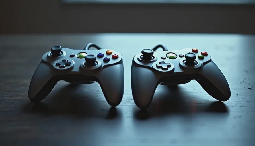 Controllers that still carry the weight of their era Original Xbox and GameCube controllers on desk