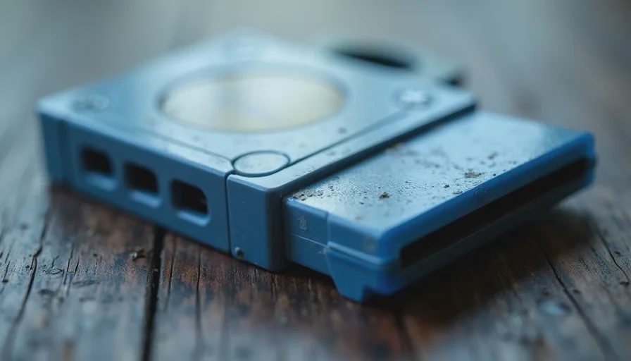 PS2 and GameCube memory cards on wooden surface