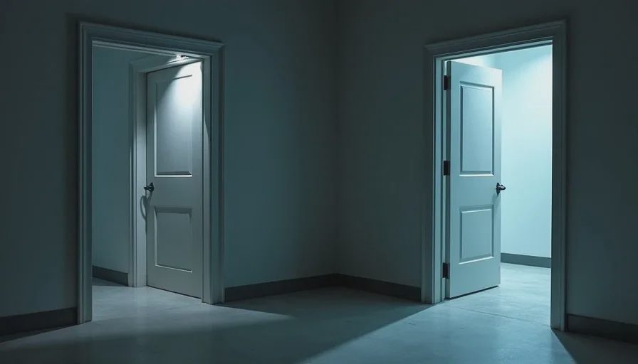 When clarity changes the weight of a space Doorway under limited practical light versus even modern lighting