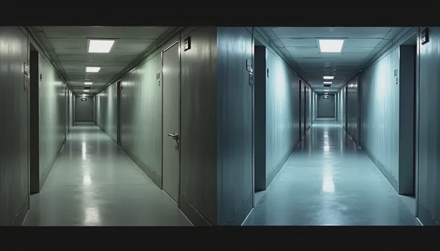 Spaces that refuse to waste the player’s time Empty stylized corridor under controlled lighting