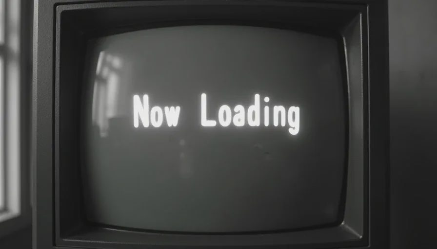 The pause that once belonged to the player CRT screen displaying a minimal loading message
